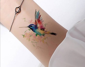 Hummingbirds Temporary tattoo 10.5×6 cm