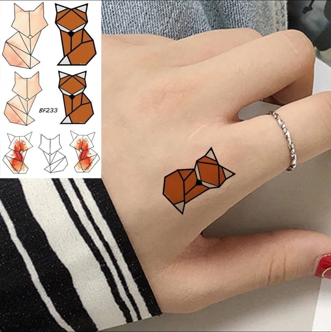 Origami Fox Temporary Tattoo 10 56 Cm Etsy Australia