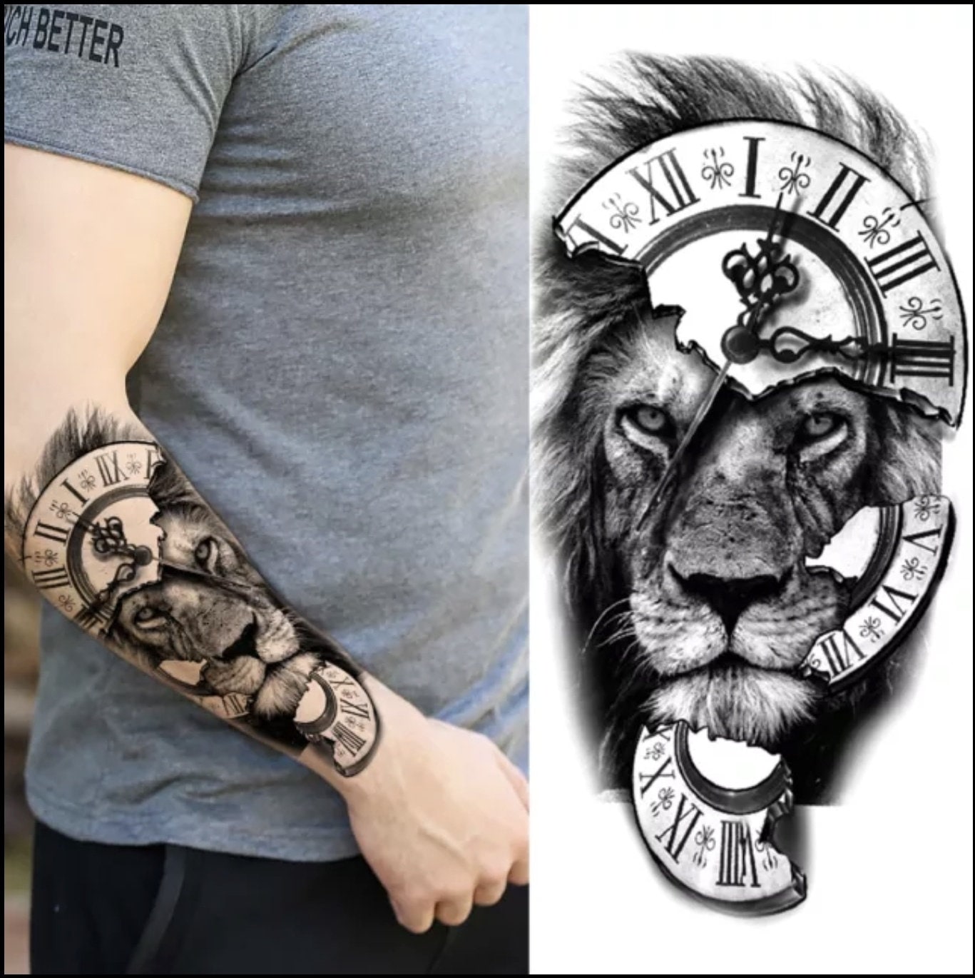 Tribal Lion Longlasting Fake Tattoo Stickers Temporary Tattoos Tattoo  Sleeve Black Tattoo Sticker  לקנות במחירים נמוכים בחנות המקוונת Joom