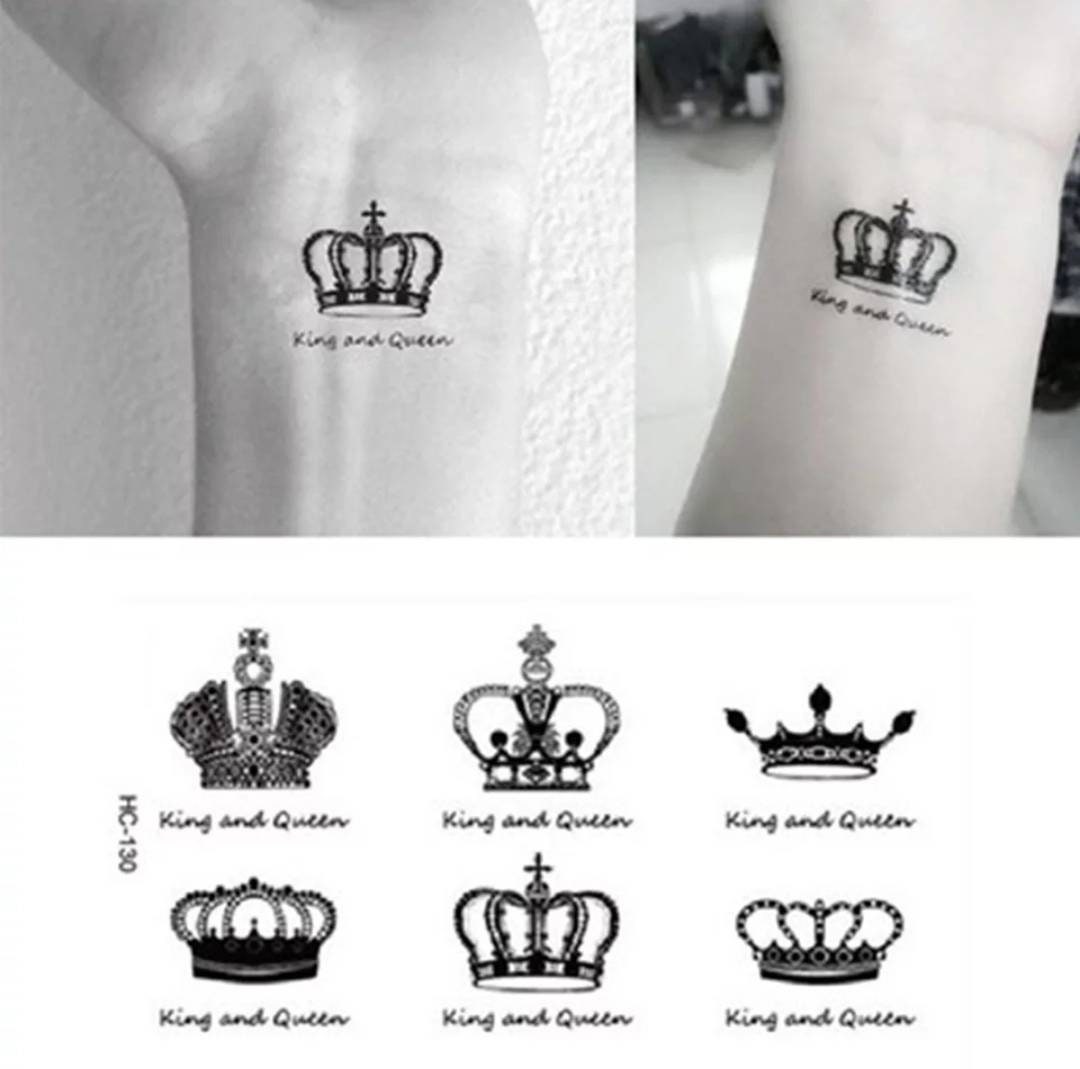 Tiny King and Queen Crowns  Semi-Permanent Tattoo - Not a Tattoo