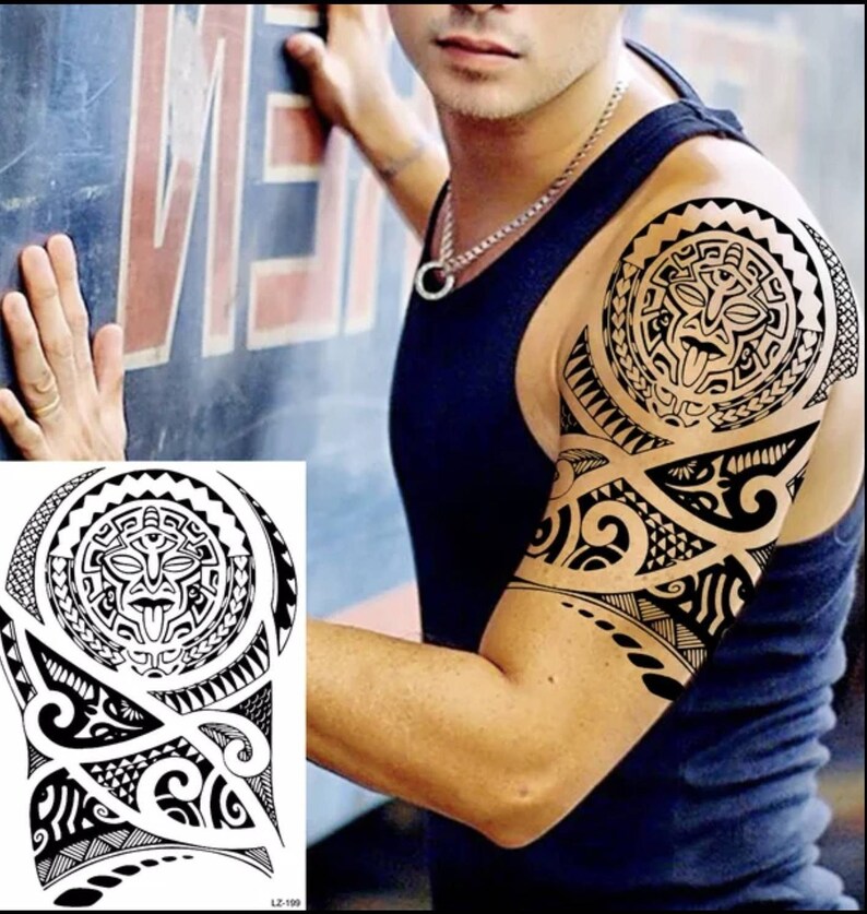 Polynesians temporary tattoo, Maori tattoo, 2115 cm image 1