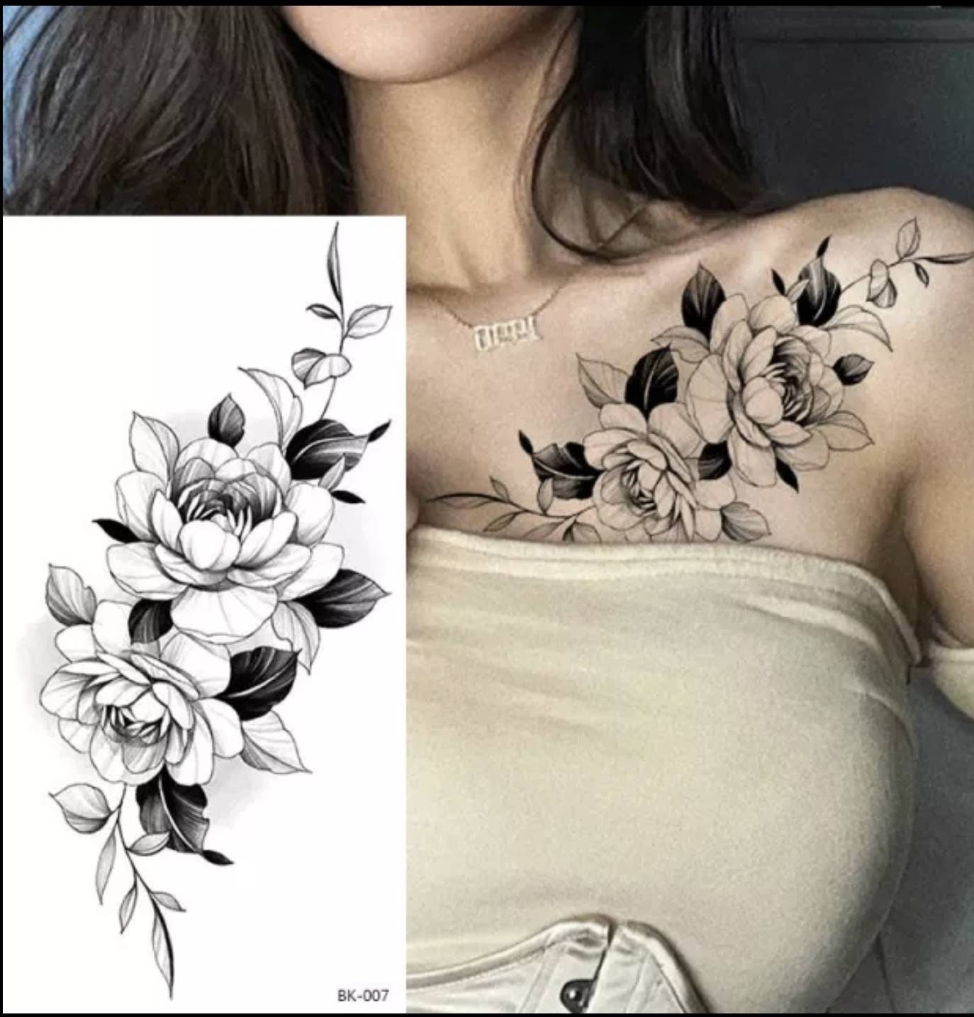 Tatuaje temporal tamaño del patrón de flores 19 9 cm - Etsy México Tatuaje temporal tamaño del patrón de flores 19 9 cm - Etsy México