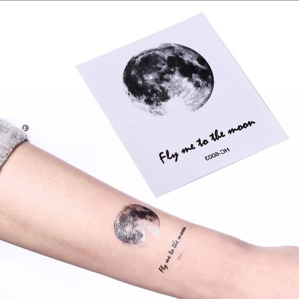 Fly me to the moon, tatouage éphémère 6.5 × 5.5 cm