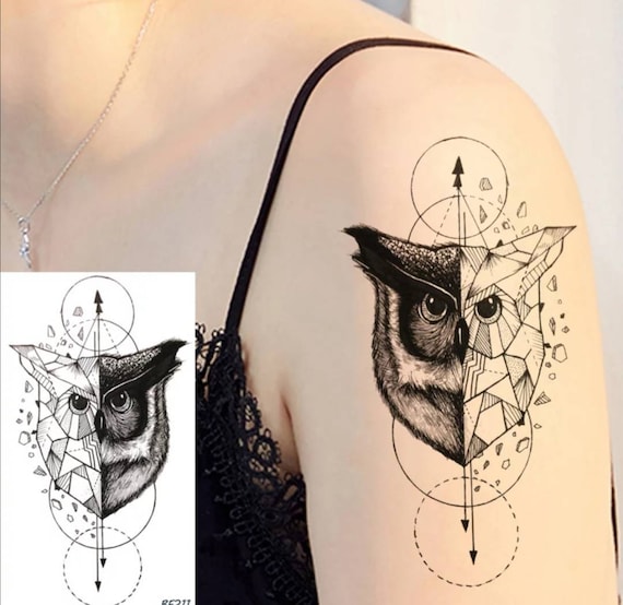 Owl Temporary Tattoo 10.56 cm | Etsy