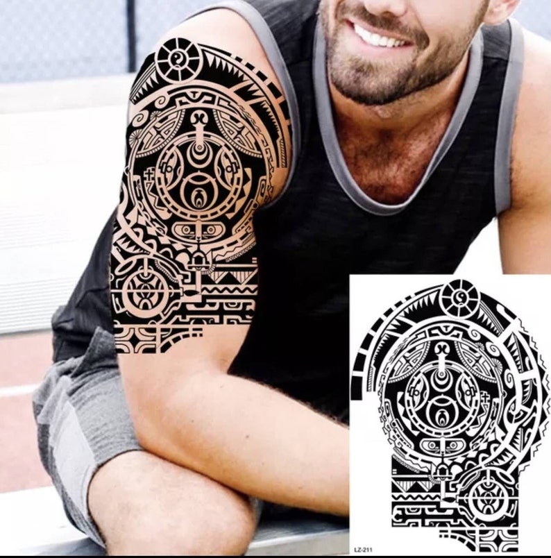 Polynesian temporary tattoo, Maori tattoo, 2115 cm image 1