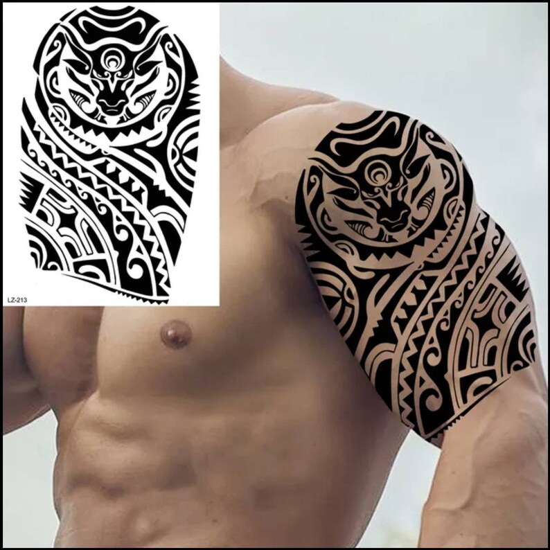 Polynesian temporary tattoo, Maori tattoo, 2115 cm image 1