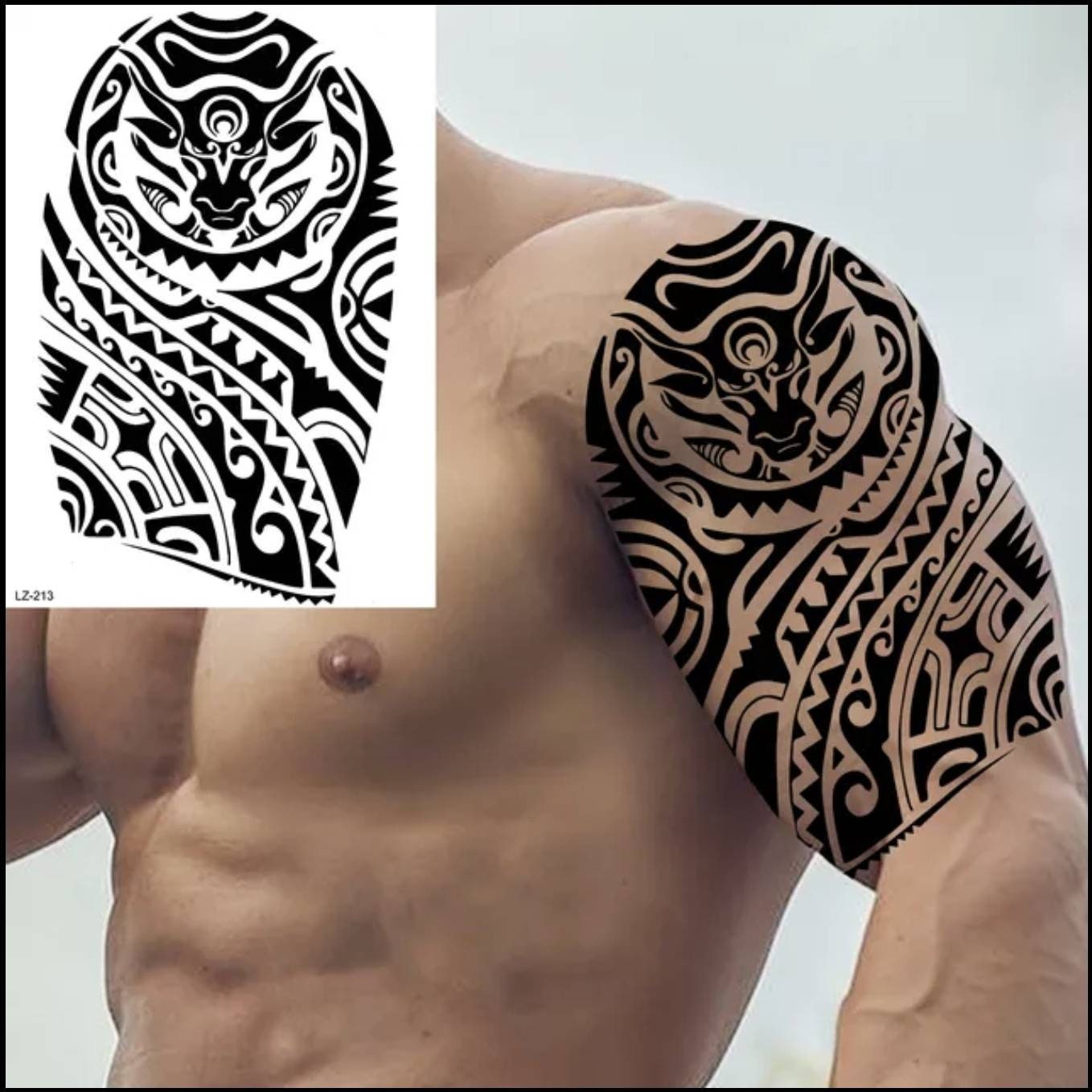 Stunning Tribal Polynesian Shoulder Tattoo With Maori Patterns and Curves.  High Quality Downloadable PDF & JPG Files - Etsy