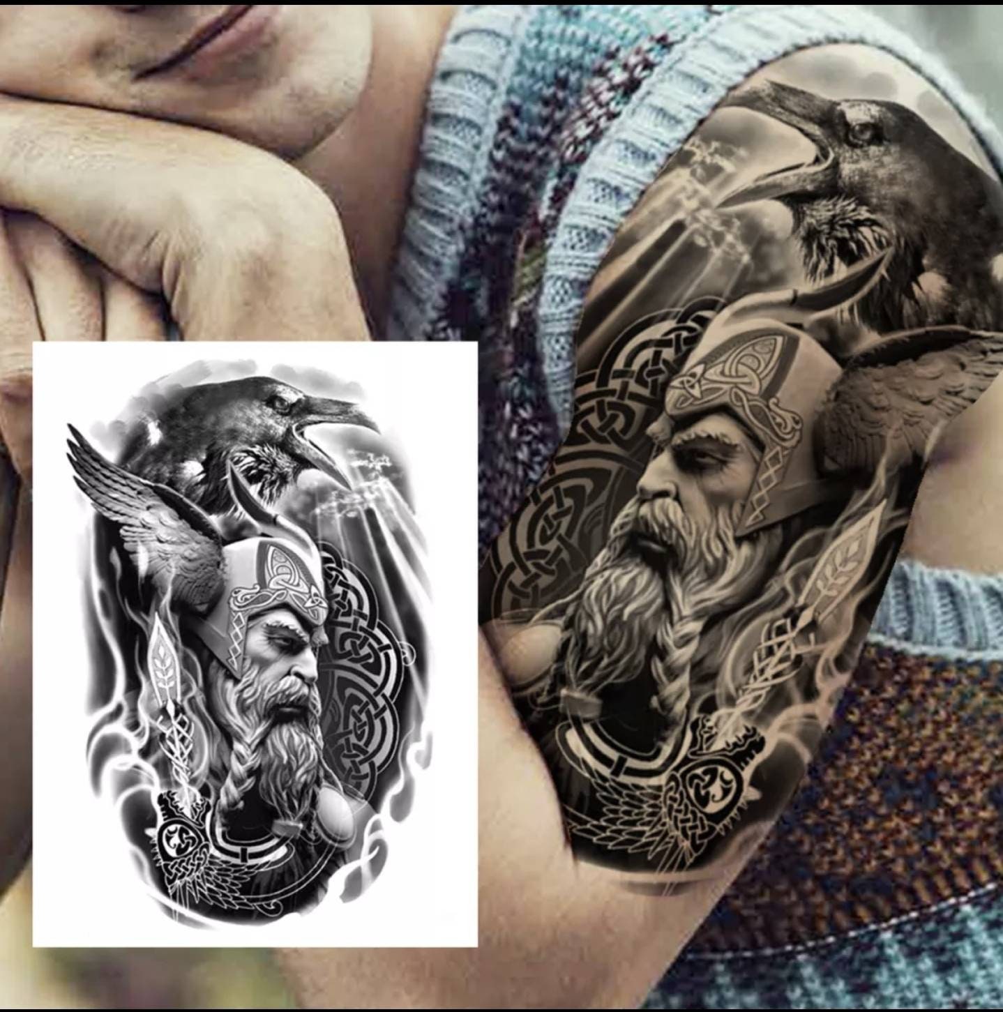 Odin GOW Temporary Tattoos for Cosplayers Viking Style Runes Tattoo Face  and Arm Tattoos. God of War Costume 