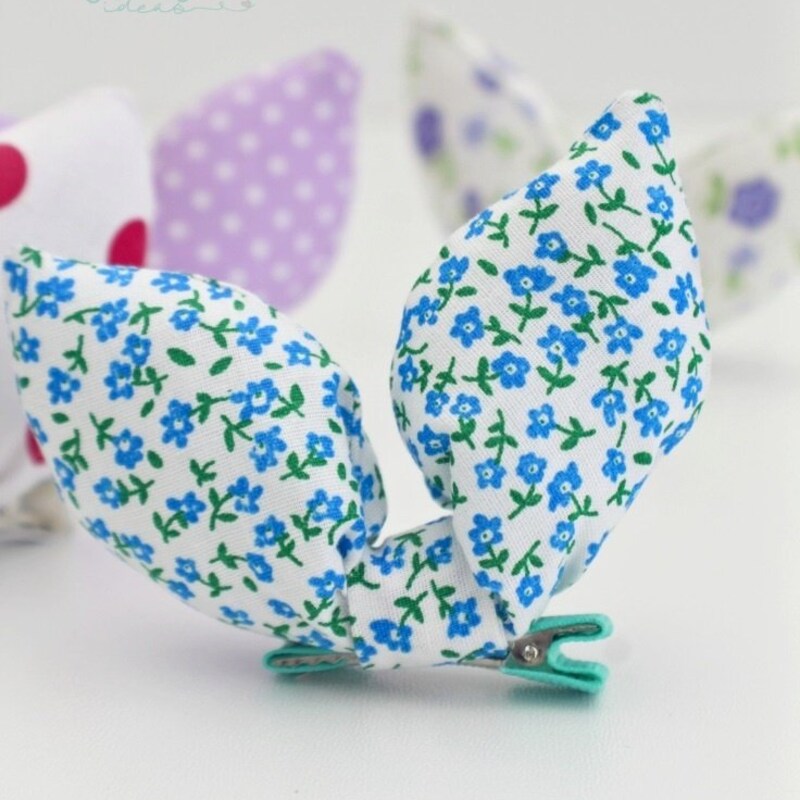 Barrette à Cheveux Brodée Lapin De Pâques - Printemps - Blanc - Fait Main Aux États-Unis