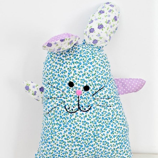 Bunny pillow sewing pattern, bunny sewing pattern, bunny pillow, bunny shaped pillow, stuffed bunny pattern, bunny pattern, bunny softie