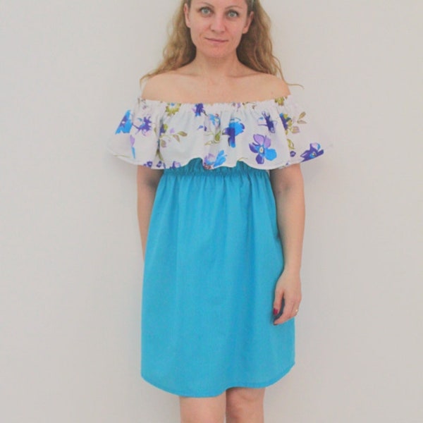 Off the shoulder dress pattern, off shoulder dress sewing pattern, off the shoulder summer dress, off the shoulder ruffle dress,summer dress