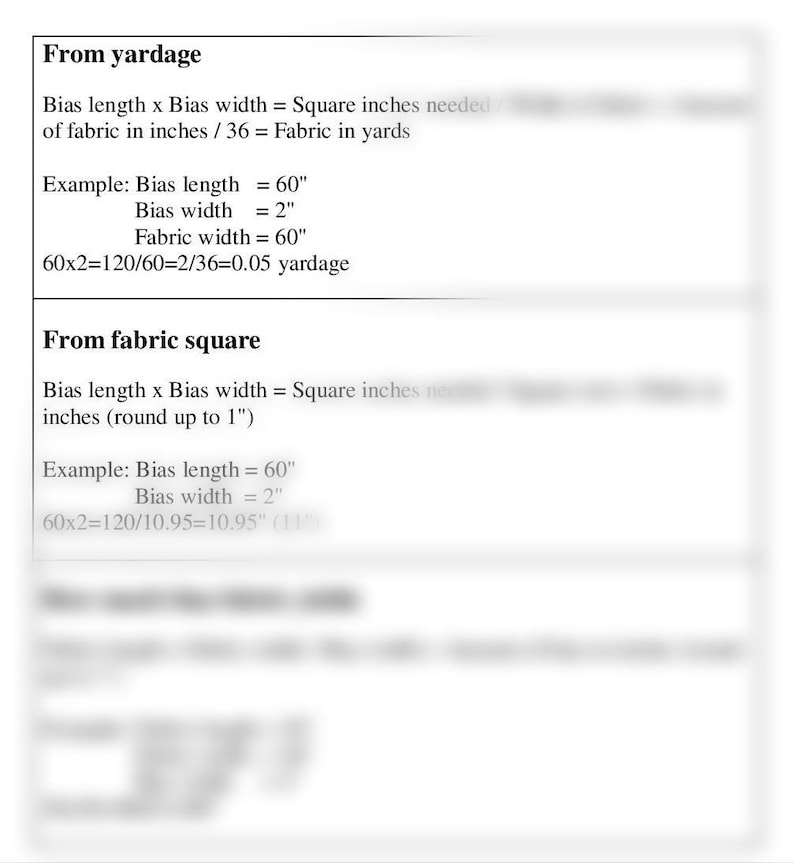 Bias Binding Calculator With Formula and Cheat Sheet, Bias Calculator