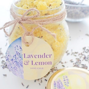 Lavendel-citroen handscrublabels