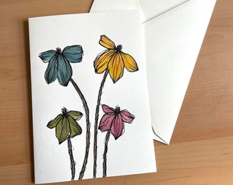 Original hand painted watercolour greeting card, floral greeting card, flower greeting card, blank inside, art card, not a print, botanical