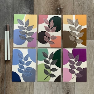 Conjunto de 6 cartões postais de arte botânica - Cartões postais A6 - Arte de parede - Arte de ilustração - Ilustração - Arte de parede colorida - Cartões de nota - Mini impressões