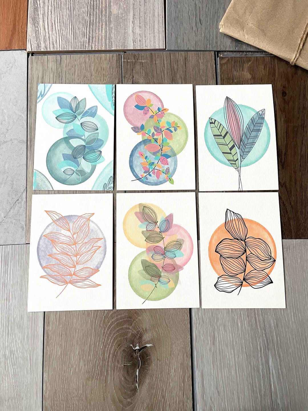 6x Botanical Leaves Postcard Set - A6 Postcard Set - Botanical Art ...