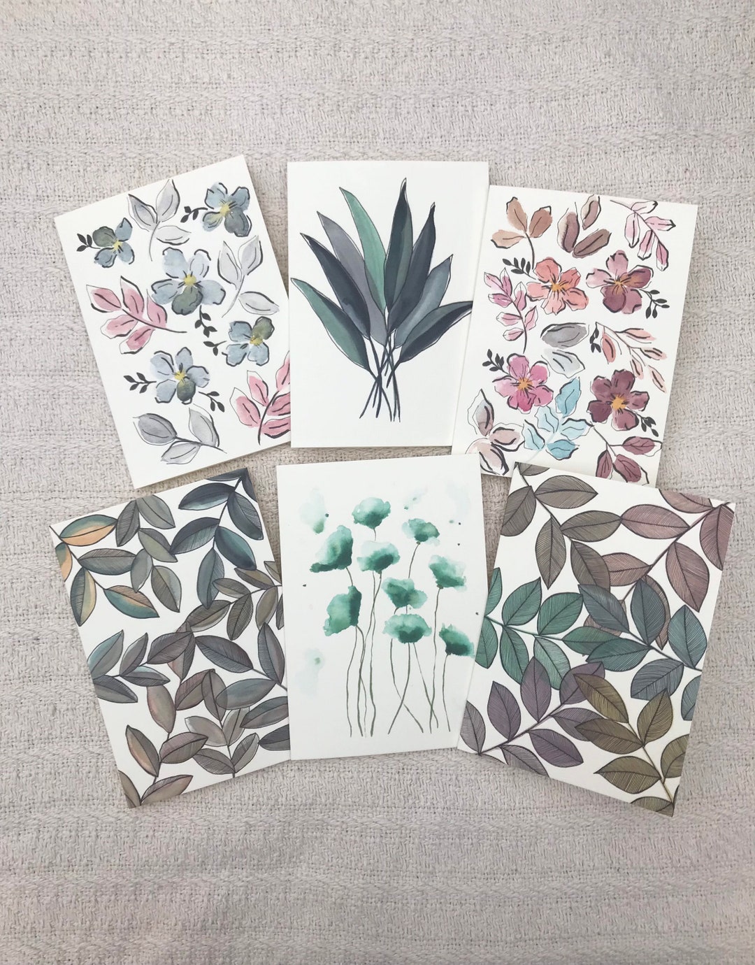 Botanical Art Greeting Cards Set - A6 - Flower Card - Leaf Card ...