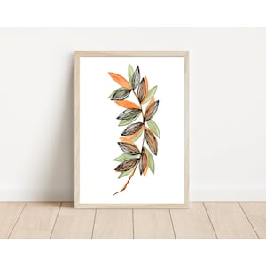 Original hand painted watercolour abstract leaves painting, wall decor, botanical art, abstract arts