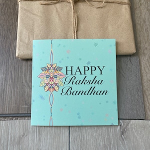 Wesołego Raksha Bandhan Wzorzysta kartka z pozdrowieniami, wesołego Rakhri, luksusowa, Raksha Bandhan, pusta w środku, koperta Kraft, wzór, brat