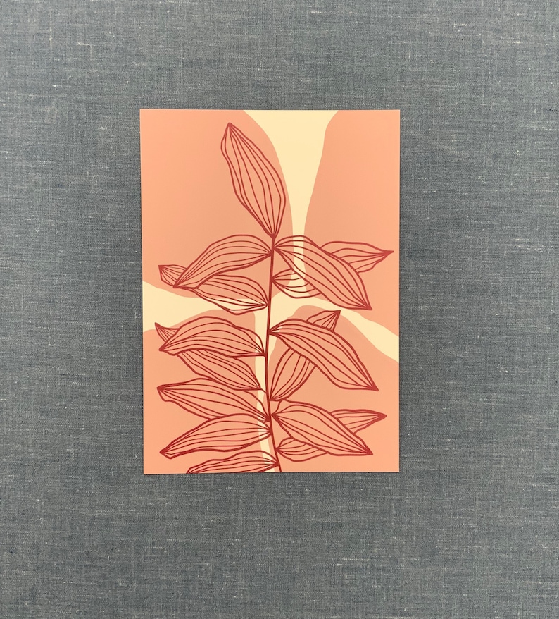 Almond Leaves Postcard A6 Postcard Wall Art Notecards Botanical Art Art Card Nature Card Illustration Art
