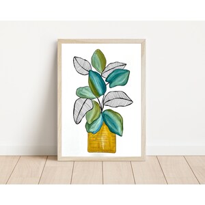 Original Vase Aquarell Illustration, Vase Kunst, Botanische Blätter, Wand Kunst, Abstrakte Malerei, Aquarell, Wand-Dekor, Geschenkideen, Blätter