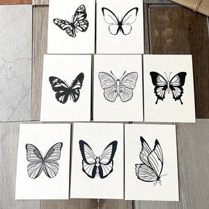 8x Butterfly Postcard Set - A6 Postcard Set - Butterfly Art - Walk Art - Illustration - Note Card - Abstract Postcard Set - Mini Print