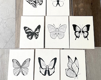 8x Butterfly Postcard Set - A6 Postcard Set - Butterfly Art - Walk Art - Illustration - Note Card - Abstract Postcard Set - Mini Print