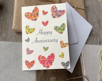 Happy Anniversary Card - A6 - Anniversary Greeting Card - Love Heart - Celebration - Love Card - Blank Inside