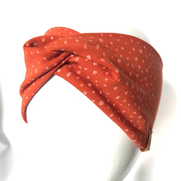 Turban - Haarband Jersey Stirnband glitter dots Glitzer rost / rot / orange