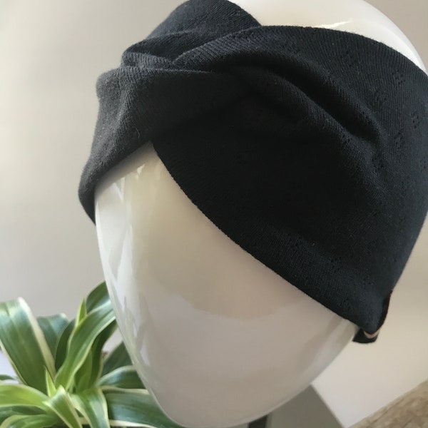 Turban - Stirnband schwarz Lochmuster