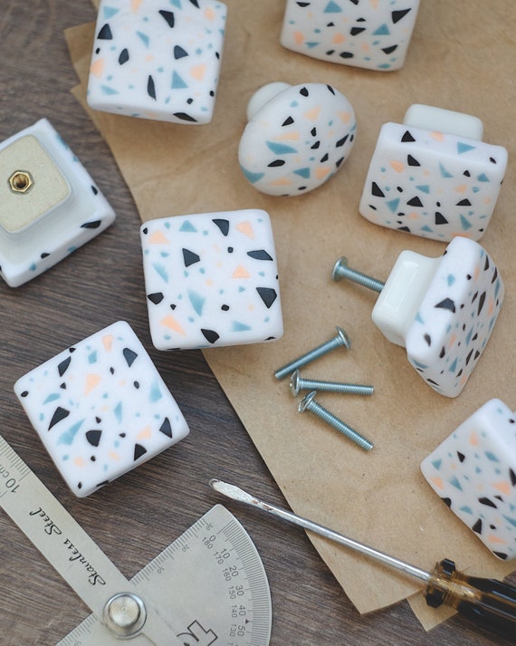Modern Knobs Terrazzo Knobs Unique Cabinet Knob Chest Of Etsy