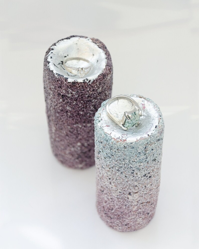 Ring cone Ring tree Terrazzo Wedding Ring holder Jewelry storage Men holder for him Christmas Gifts Jewelry display Silver Blue Set of 2