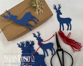 Etiquettes cadeaux bleues + Ficelle Cordon en coton