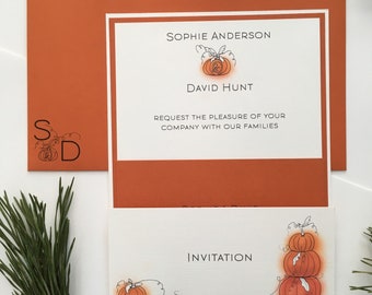 Pumpkin Fall Autumn Invitation Nisuin Wedding Nikah Vivaha Birthday Corporate Handfastening Civil Ceremony Orange Marriage Commitment