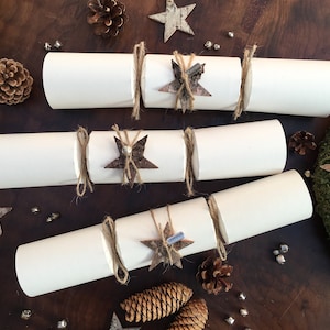 Handgemaakte elegante duurzame crackers Rustic Star | Boom: handgemaakt in Engeland | Gebroken wit