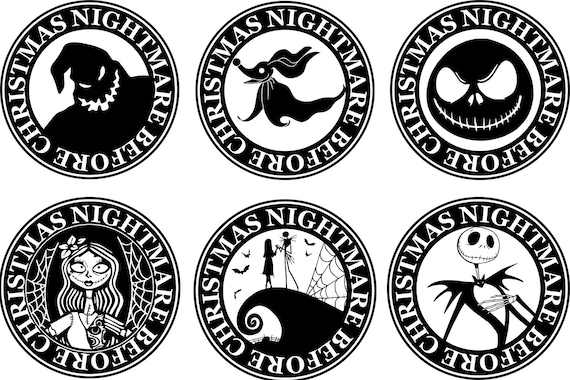 NIGHTMARE BEFORE CHRISTMAS PERSONALIZED ROUND STICKERS FAVORS ~ VARIOUS SIZES