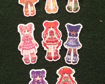 Lindo paquete de pegatinas de chicas de frutas