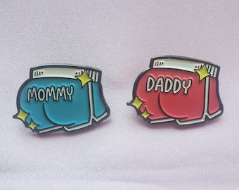 Juicy Mommy/Daddy Booty Shorts Enamel Pins