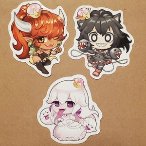 Bowsette, Boosette, Chompette Stickers
