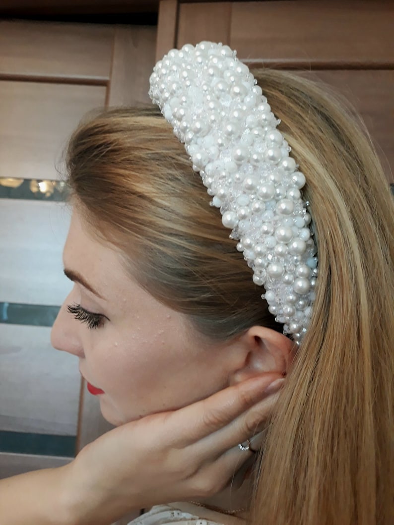 Jeweled Headband Beaded Headbands For Women Padded Headband Etsy