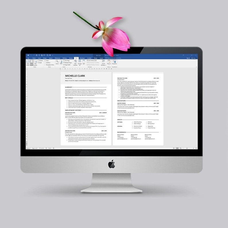 Professional Resume Template Teacher Resume Creative Resume Modern Resume Design \u2013 Simple clean easy to edit CV Template for MS Word