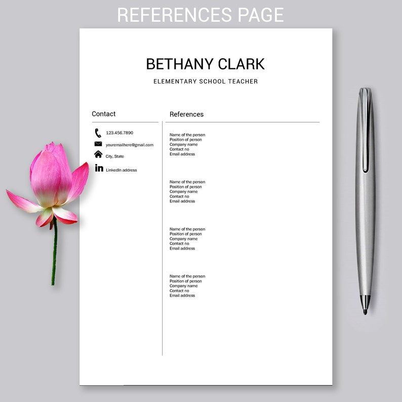 Professional Resume Template Teacher Resume Creative Resume Modern Resume Design \u2013 Simple clean easy to edit CV Template for MS Word