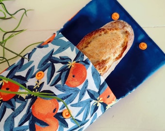 Pochette à sandwich, étui étanche, étui à sandwich demi baguette en coton et coton enduit à l'intérieur