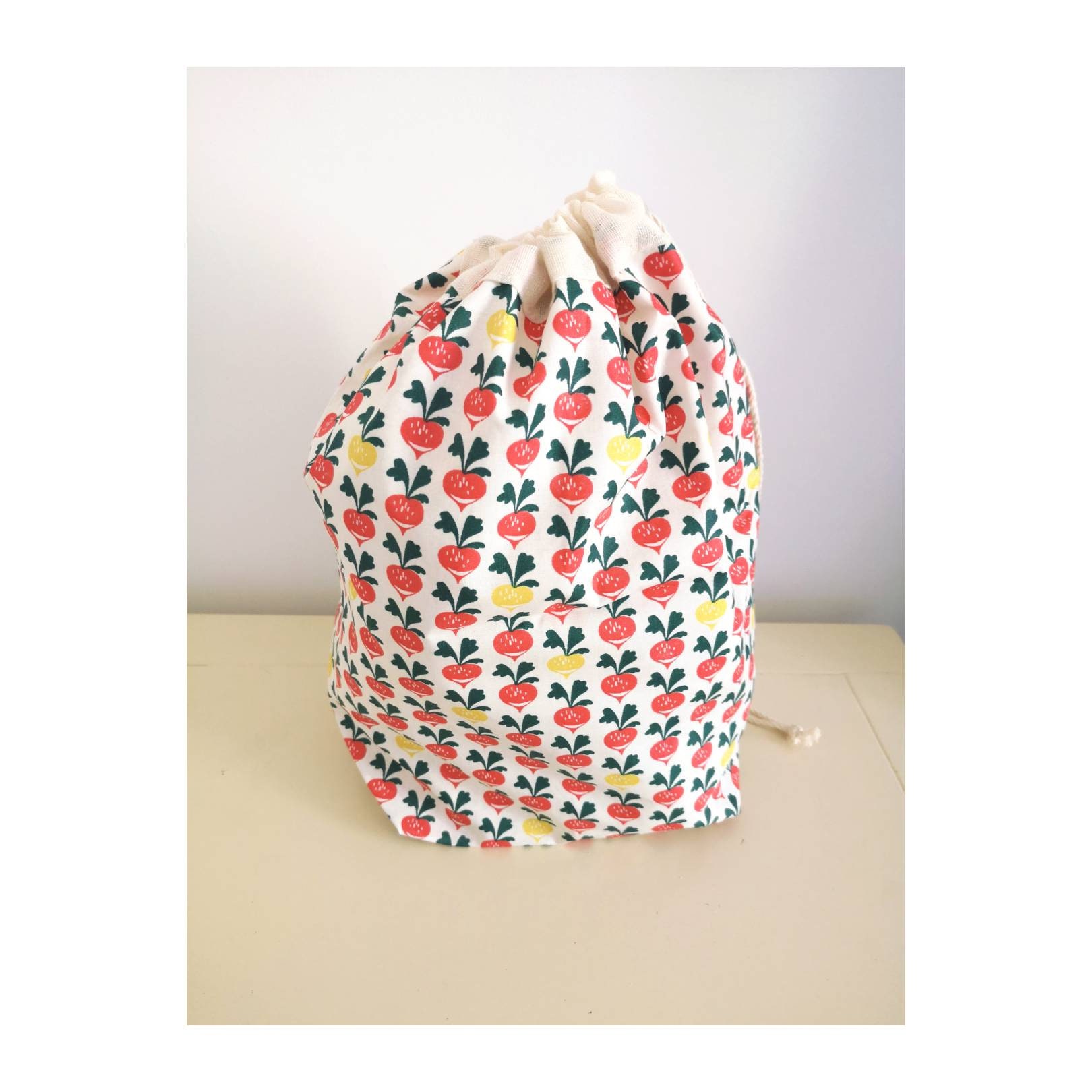 Sac à Salade, Sac Legumes en Coton Enduit et Toile Beurre, Sac de Conservation Zéro Dechet