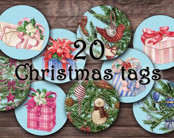TAGS - Christmas (3). Printable, label, tag, Christmas, gift tag, digital collage sheet, instant download, vintage style, Christmas tag