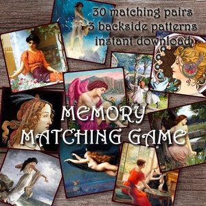 GIOCO DI ABBINAMENTO DI MEMORIA - bellissimi dipinti - ritratti e motivi figurali (1). Carte stampabili, abbinate, regalo perfetto, gioco di famiglia, carte