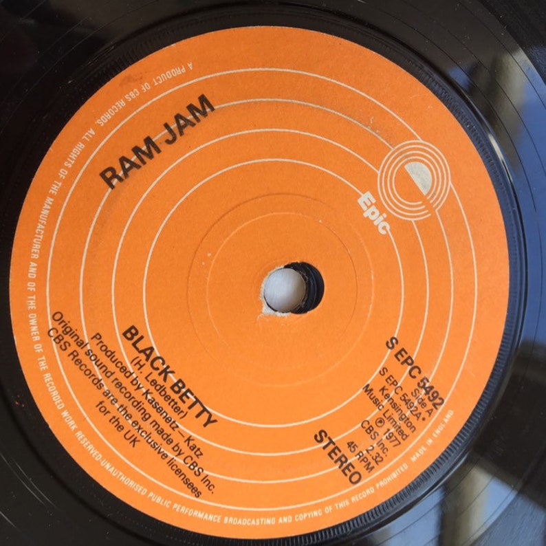 Ram Jam Black Betty Real 45 Vinyl Framed Wall Art Etsy