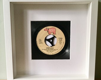 John Travolta & Olivia Newton-John - You're The One That I Want / Summer Nights / Sandy: Real 45 Vinyl Framed Wall Art