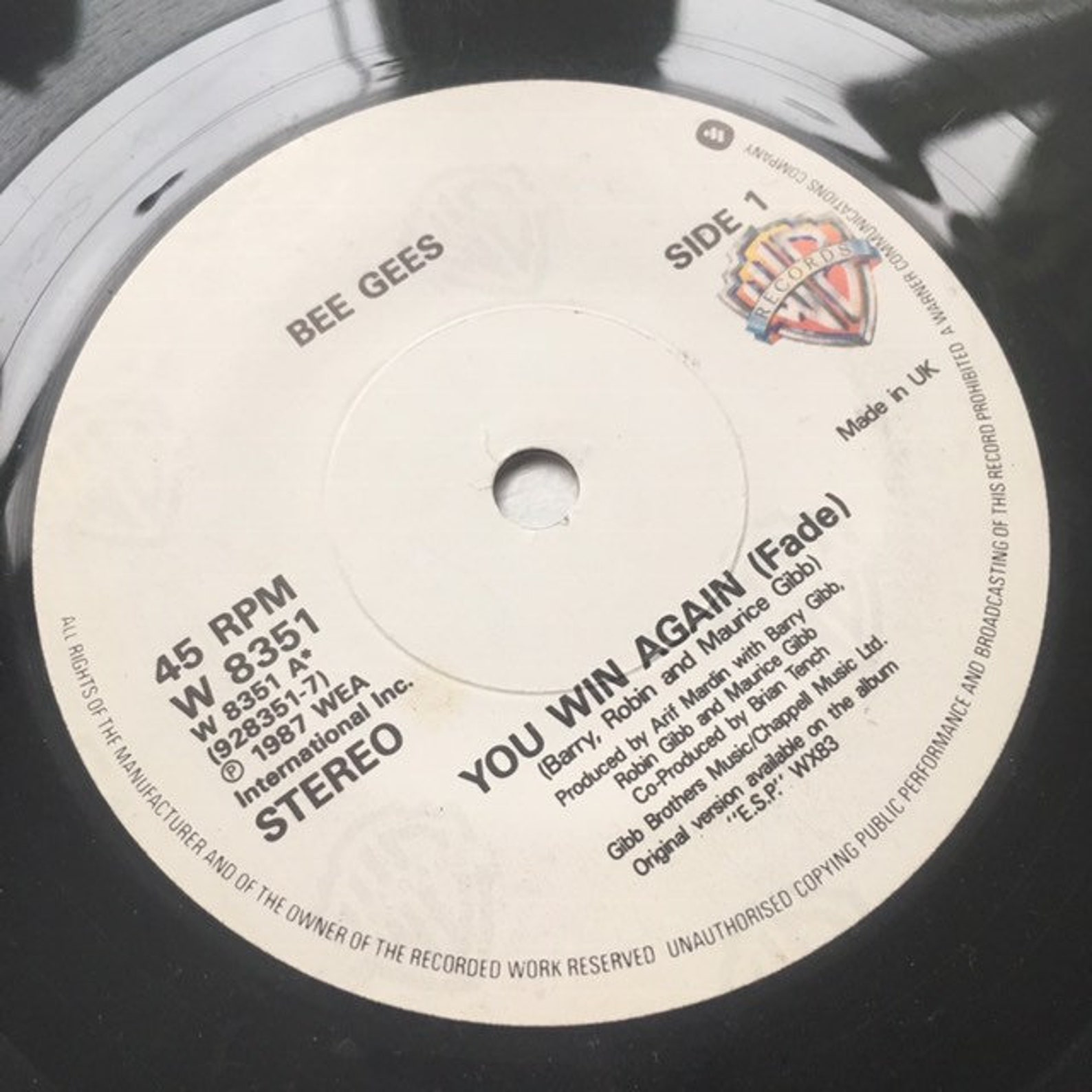 Bee Gees You Win Again Deutsche übersetzung Bee Gees You Win Again: Real 45 Vinyl Framed Wall Art | Etsy
