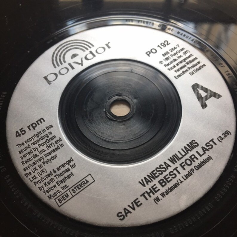 Vanessa williams save the best for last real 45 vinyl etsy